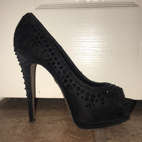 Betsy Johnson 9.5 Black Studded Heels - Picture 5 of 8